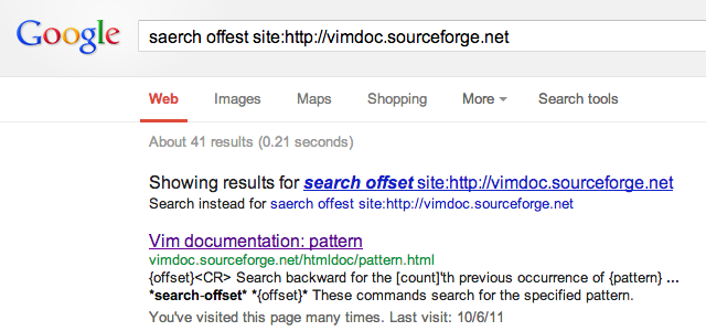 Google says: 'did you mean "search offset"?'